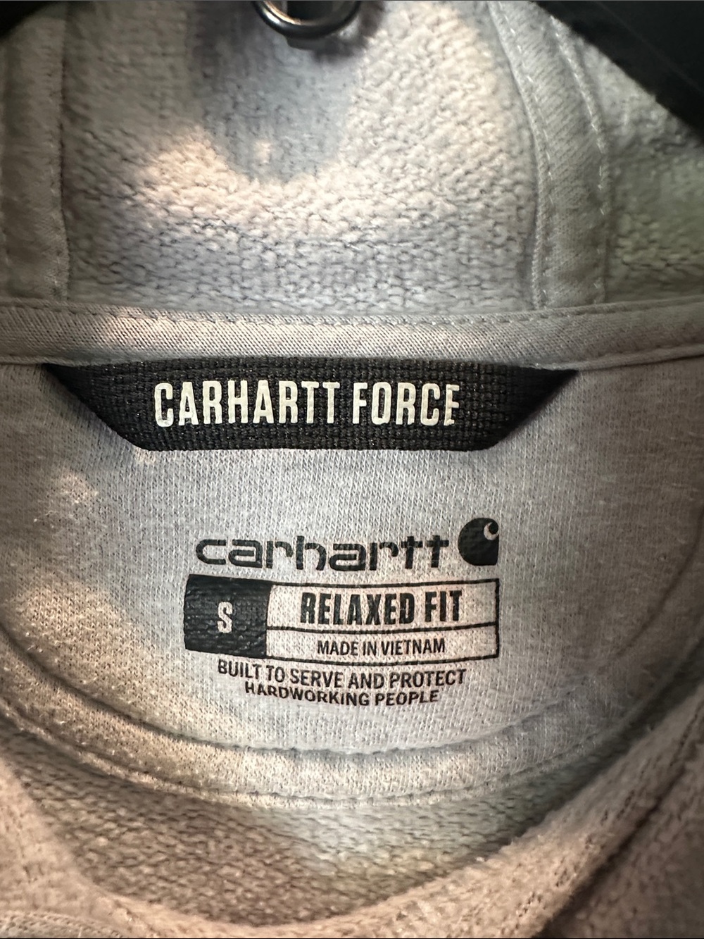 Carhartt Light Gray Pullover Hoodie with Center Logo - Picture 2 of 4